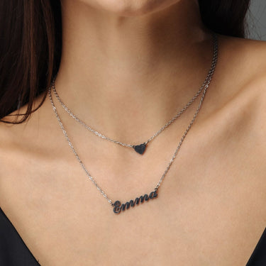 Heart Name Necklace - Custom Name Necklace - Personalized Necklace - Necklace for Best Friend - Gifts for Mother's Day Necklace Silver Brother & Sisters